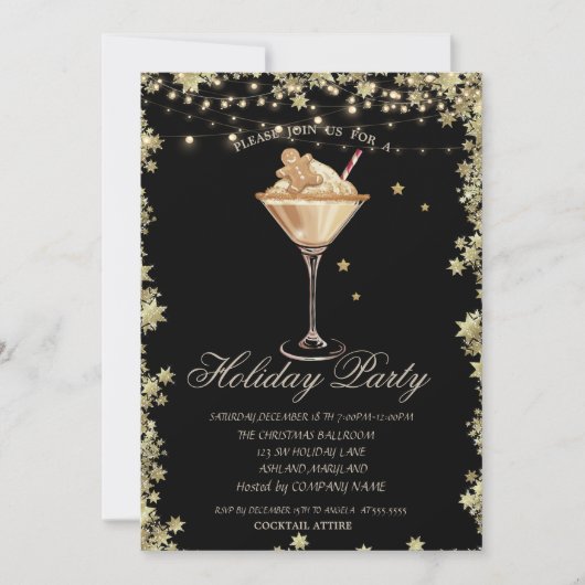 Kerstkoekje Cocktail Sterren Vakantie Kaart (Voorkant)