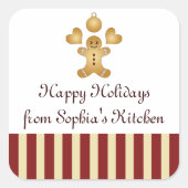Kerstkoekje Cute Gingerbrood Man Homemade Vierkante Sticker (Voorkant)