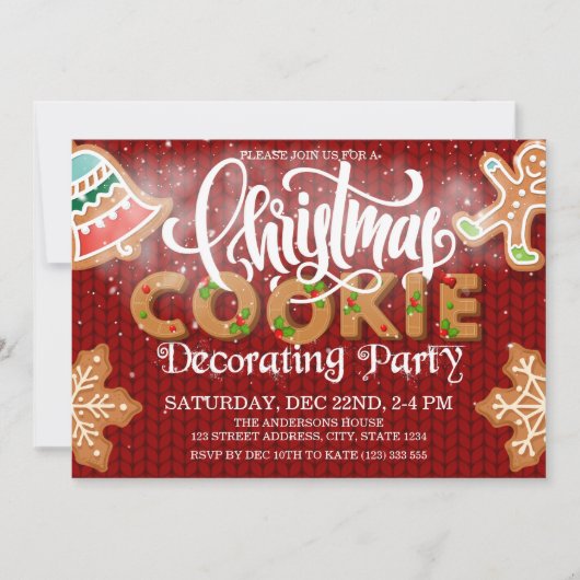 Kerstkoekje decoreren Party Rood Kaart (Voorkant)
