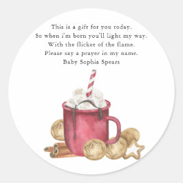 Kerstkoekje en cacao - Gebed kaars label