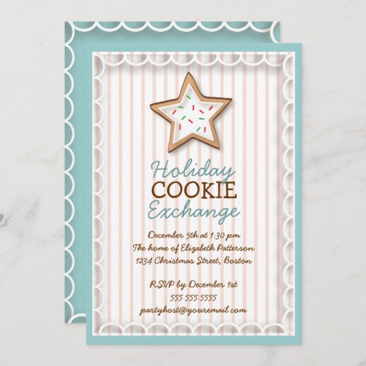 Kerstkoekje Exchange Holiday Sweet Uitnodiging (Voorkant / Achterkant)
