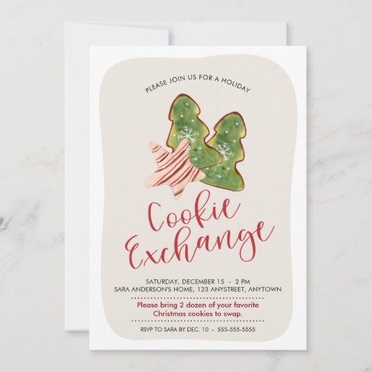 Kerstkoekje Exchange Trendy Waterverf Cookie Kaart (Voorkant)