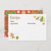 Kerstkoekje, geïllustreerd recipekaarten kaart (Voorkant / Achterkant)
