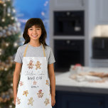 Kerstkoekje Gingerbread Man Bak Off Naam Schort<br><div class="desc">Kerst Cookie Gingerbread Man Bake Off Naam Voor uw Kerst Cookie Bake Off een modern ontwerp met een koekjes en peperkoek mensen patroon. Christmas Cookies is in een modern script geschreven. Eenvoudig te personaliseren met naam.</div>