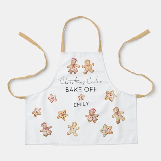 Kerstkoekje Gingerbread Man Bak Off Naam Schort (Voorkant)