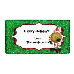 Kerstkoekje Glitter-label - groen Etiket