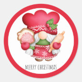 Kerstkoekje Gnome Ronde Sticker (Voorkant)