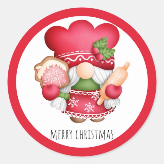 Kerstkoekje Gnome Ronde Sticker (Voorkant)