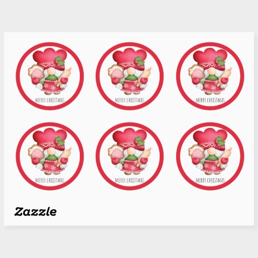 Kerstkoekje Gnome Ronde Sticker (Vel)