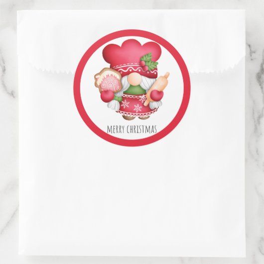 Kerstkoekje Gnome Ronde Sticker (Tas)