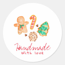 Kerstkoekje handgemaakt met liefde sticker