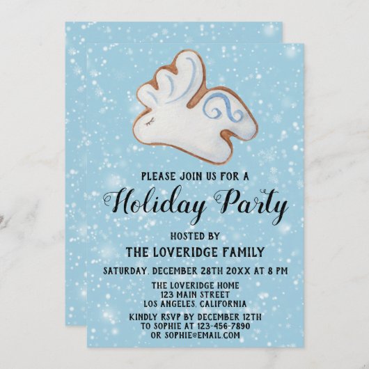 Kerstkoekje Holiday White Reindeer Snow Kaart (Voorkant / Achterkant)