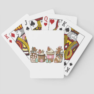 Kerstkoekje in warme chocolademelk Kerstliefhebber Pokerkaarten
