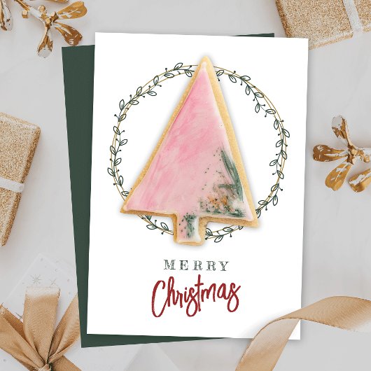 Kerstkoekje Kaart Krans Greenery Bakery Label