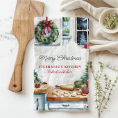 Kerstkoekje keuken scene gepersonaliseerd theedoek