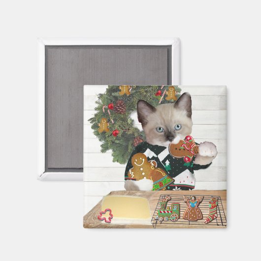 Kerstkoekje Kitten Magnet (Voorkant / Achterkant)