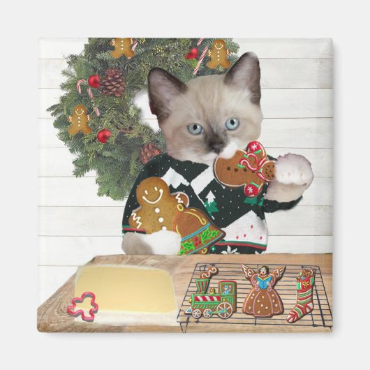 Kerstkoekje Kitten Magnet (Voorkant)