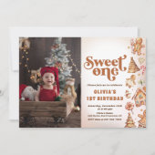 Kerstkoekje lief een 1e verjaardag foto kaart (Voorkant)