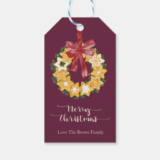 Kerstkoekje met diepe achtergrond cadeaulabel (Voorkant)