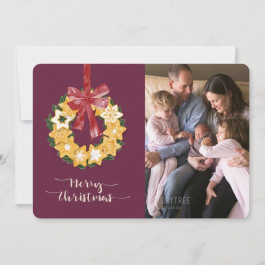 Kerstkoekje met diepe achtergrond feestdagenkaart (Voorkant)