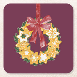 Kerstkoekje met diepe achtergrond kartonnen onderzetters