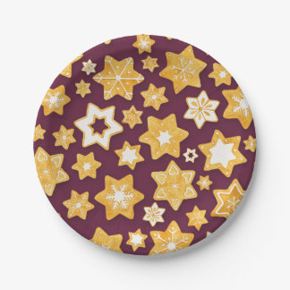 Kerstkoekje met diepe achtergrond papieren bordje