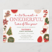 Kerstkoekje Oneerlijke Eerste Verjaardagsfeest Programmakaart (Voorkant)