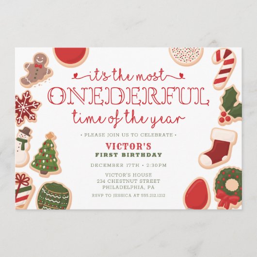 Kerstkoekje Oneerlijke Eerste Verjaardagsfeest Programmakaart (Voorkant)