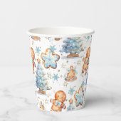 Kerstkoekje peperkoek man blauwe jongen verjaardag papieren bekers (Achterkant)