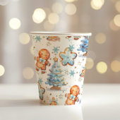 Kerstkoekje peperkoek man blauwe jongen verjaardag papieren bekers