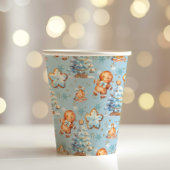 Kerstkoekje peperkoek man blauwe jongen verjaardag papieren bekers