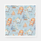 Kerstkoekje peperkoek man blauwe jongen verjaardag servet (Voorkant)