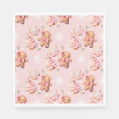 Kerstkoekje peperkoek man roze verjaardag servet (Voorkant)