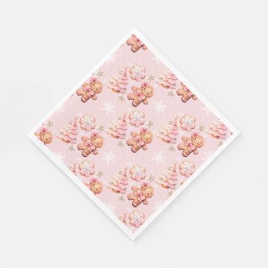 Kerstkoekje peperkoek man roze verjaardag servet (Hoek)