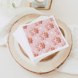 Kerstkoekje peperkoek man roze verjaardag servet