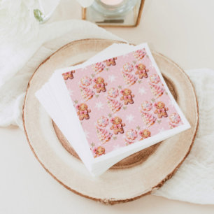 Kerstkoekje peperkoek man roze verjaardag servet