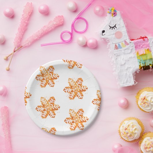 Kerstkoekje Snowflake Papieren Bordje (Feest)
