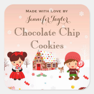 Kerstkoekje sticker vakantie feest gunst tag