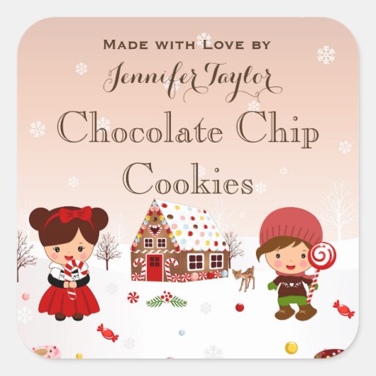 Kerstkoekje sticker vakantie feest gunst tag (Voorkant)