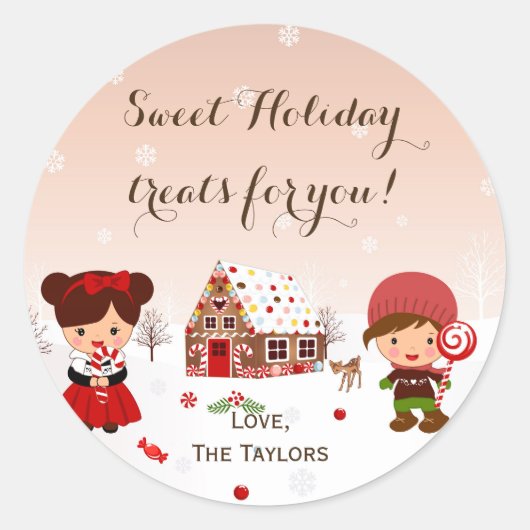 Kerstkoekje sticker vakantie feest gunst tag (Voorkant)