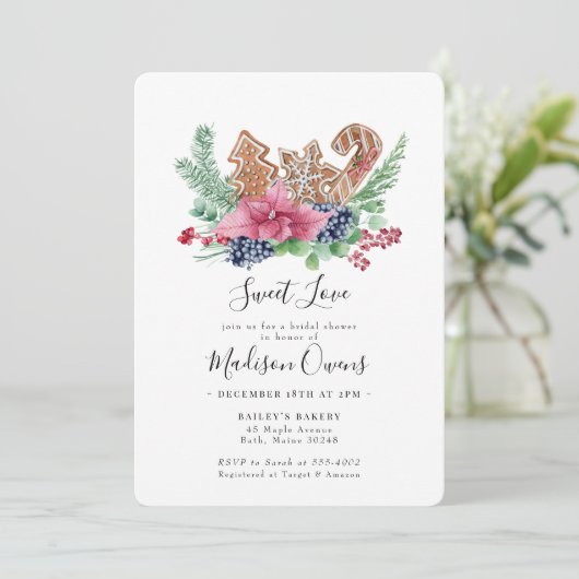 Kerstkoekje Sweet Love Holiday Vrijgezellenfeest Kaart (Staand voorkant)