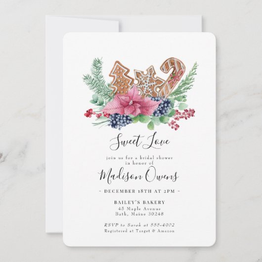 Kerstkoekje Sweet Love Holiday Vrijgezellenfeest Kaart (Voorkant)