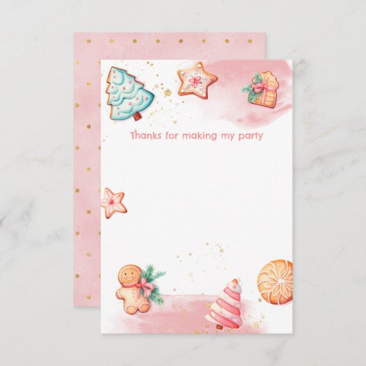 Kerstkoekje twee lieve 2e verjaardag bedankkaart (Voorkant / Achterkant)