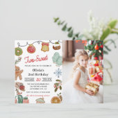 Kerstkoekje twee lieve 2e verjaardag foto kaart (Staand voorkant)