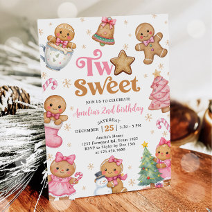 Kerstkoekje Twee Zoete 2de Verjaardagsfeestje Kaart