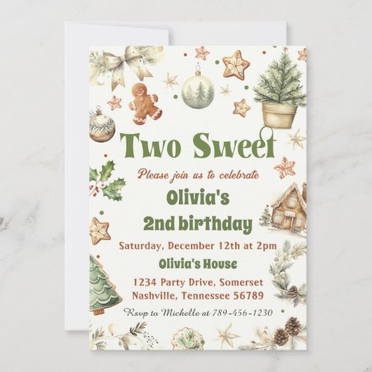 Kerstkoekje Twee zoete 2e verjaardag Kaart (Voorkant)