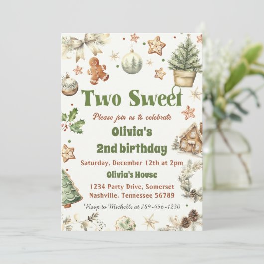 Kerstkoekje Twee zoete 2e verjaardag Kaart (Staand voorkant)