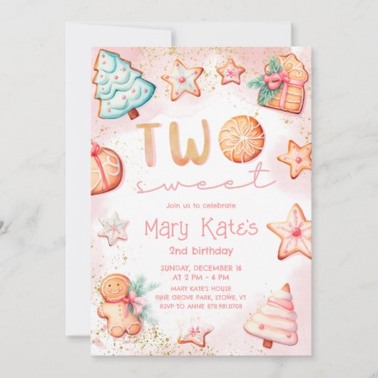 Kerstkoekje Twee zoete 2e verjaardag Kaart (Voorkant)