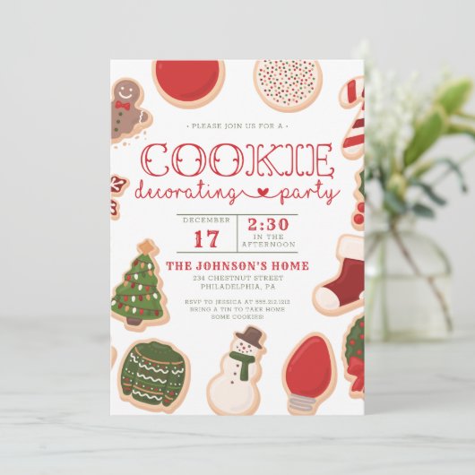 Kerstkoekje versieren feestdag verjaardag programmakaart (Staand voorkant)