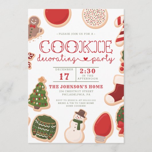 Kerstkoekje versieren feestdag verjaardag programmakaart (Voorkant)